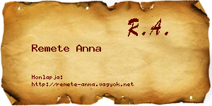 Remete Anna névjegykártya